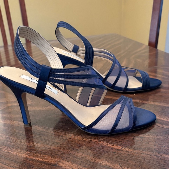 Chic Navy Strappy Heels for Women - Picture 2 of 6